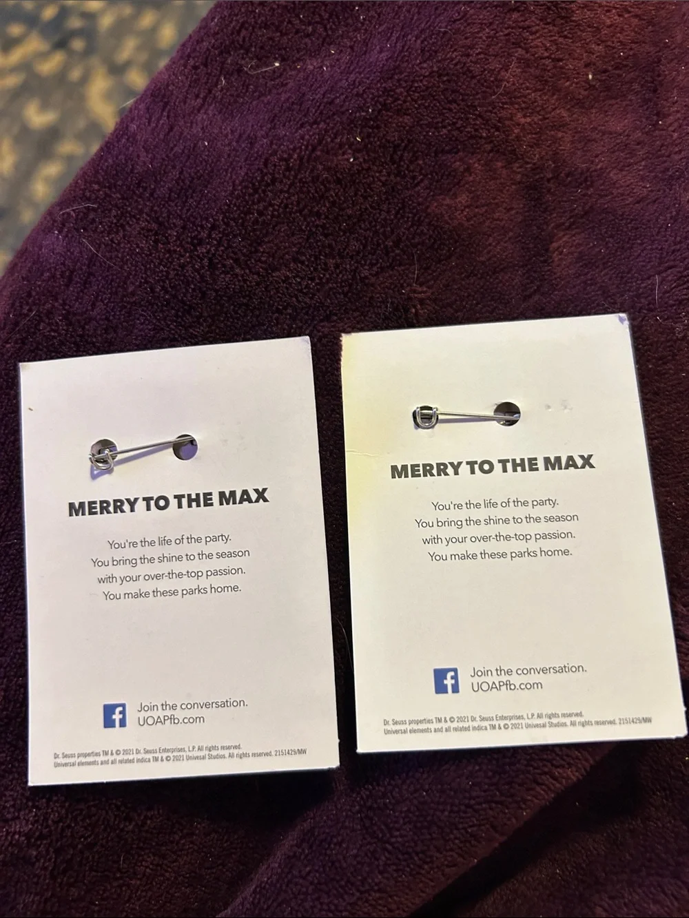 Universal Purple Gradient Holiday Pin Set with Gift Artwork